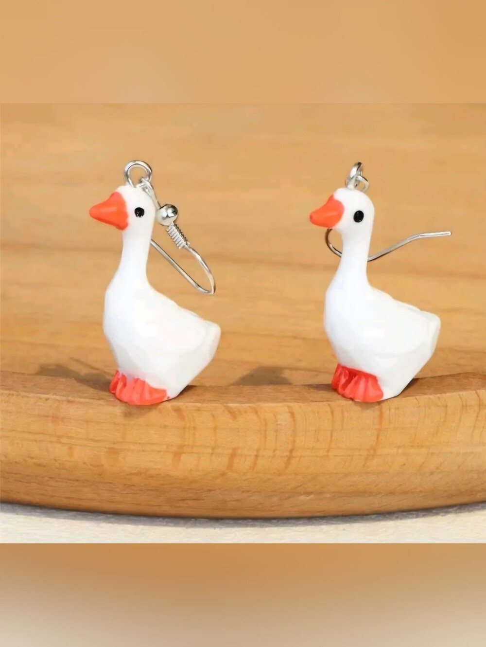 White & Orange Goose Earrings